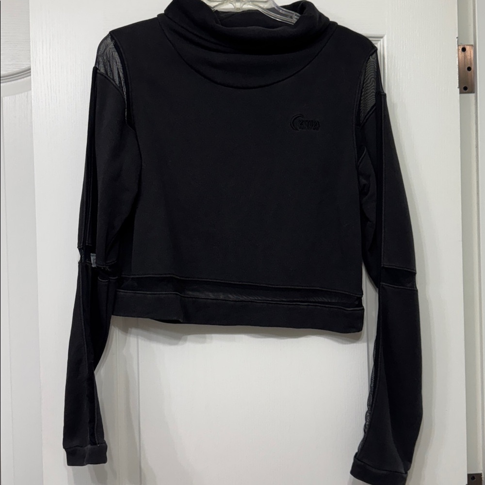 ZYIA Washed Black Turtleneck Top